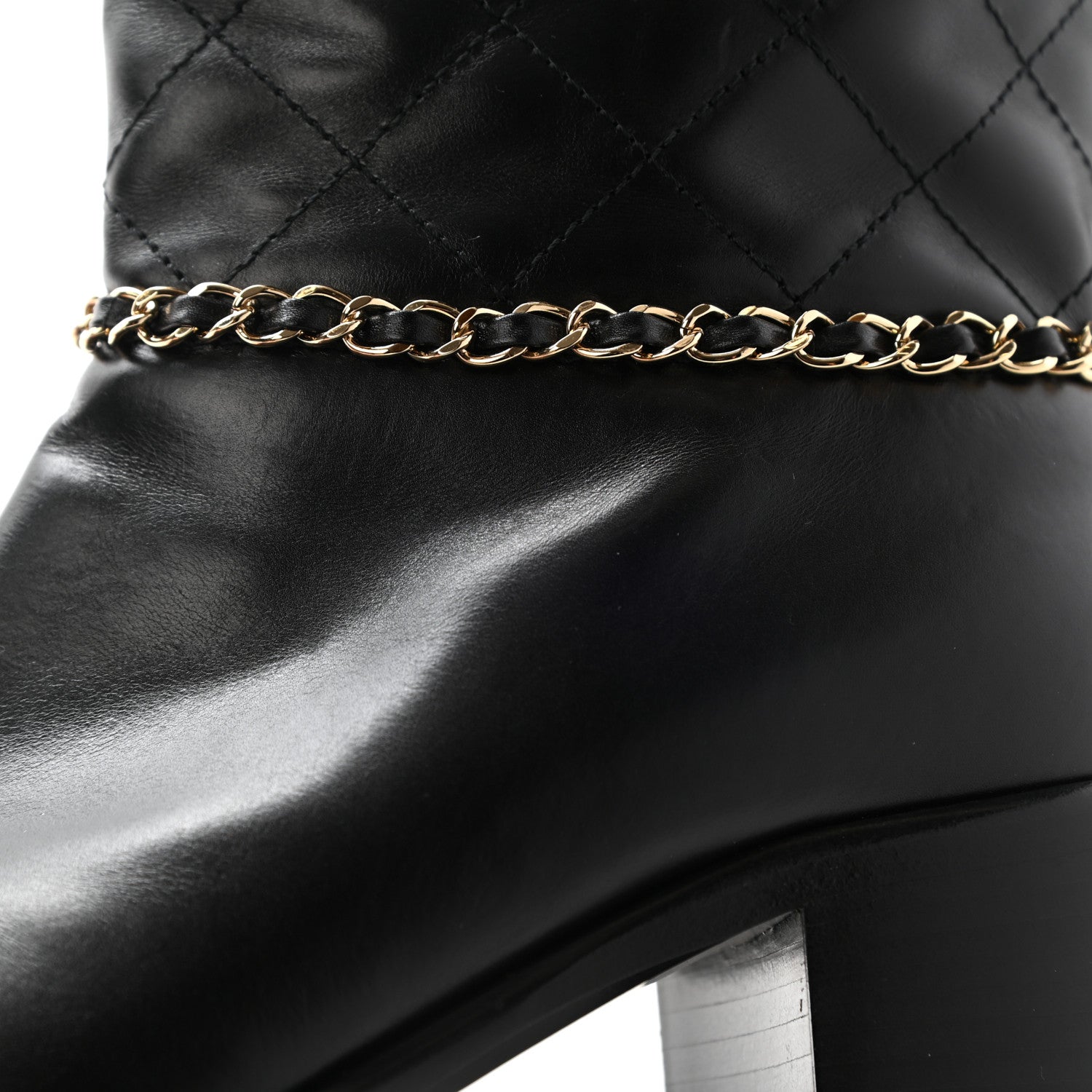 Chanel Crumpled Calfskin Chain CC Cap Toe Short Boots 38.5 Black 10 of 15