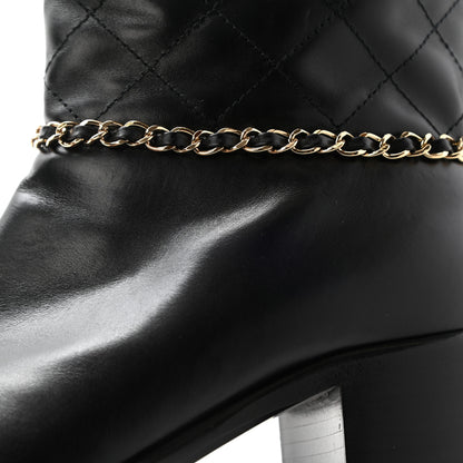 Chanel Crumpled Calfskin Chain CC Cap Toe Short Boots 38.5 Black 10 of 15