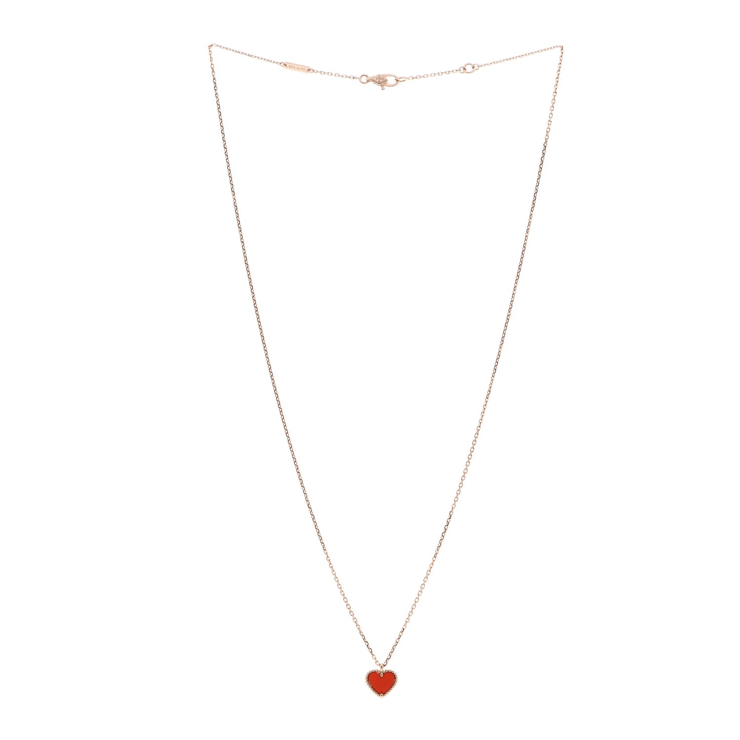 18K Rose Gold Carnelian Sweet Alhambra Heart Pendant Necklace