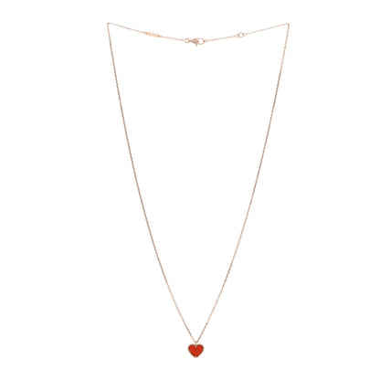 Van Cleef & Arpels 18K Rose Gold Carnelian Sweet Alhambra Heart Pendant Necklace 3 of 6