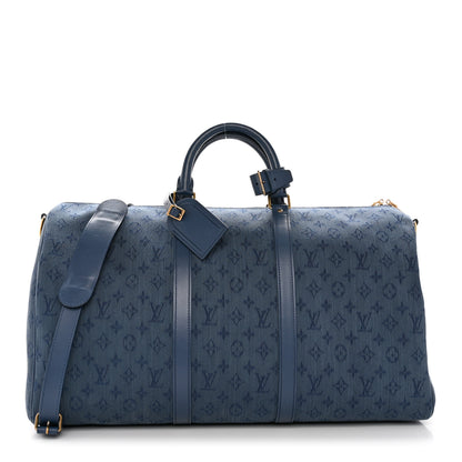 Louis Vuitton Monogram Denim Keepall Bandouliere 50 1 of 9