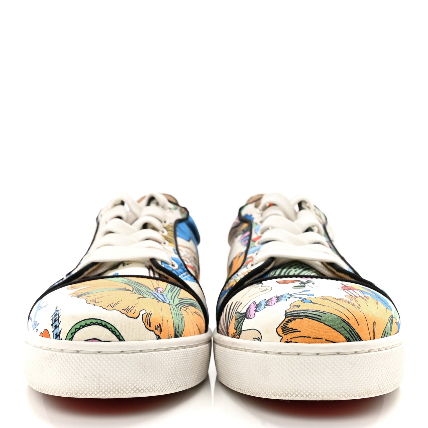 Crepe Satin Calfskin Womens Vieira Orlato Flat Sneakers 38 Bianco Multi