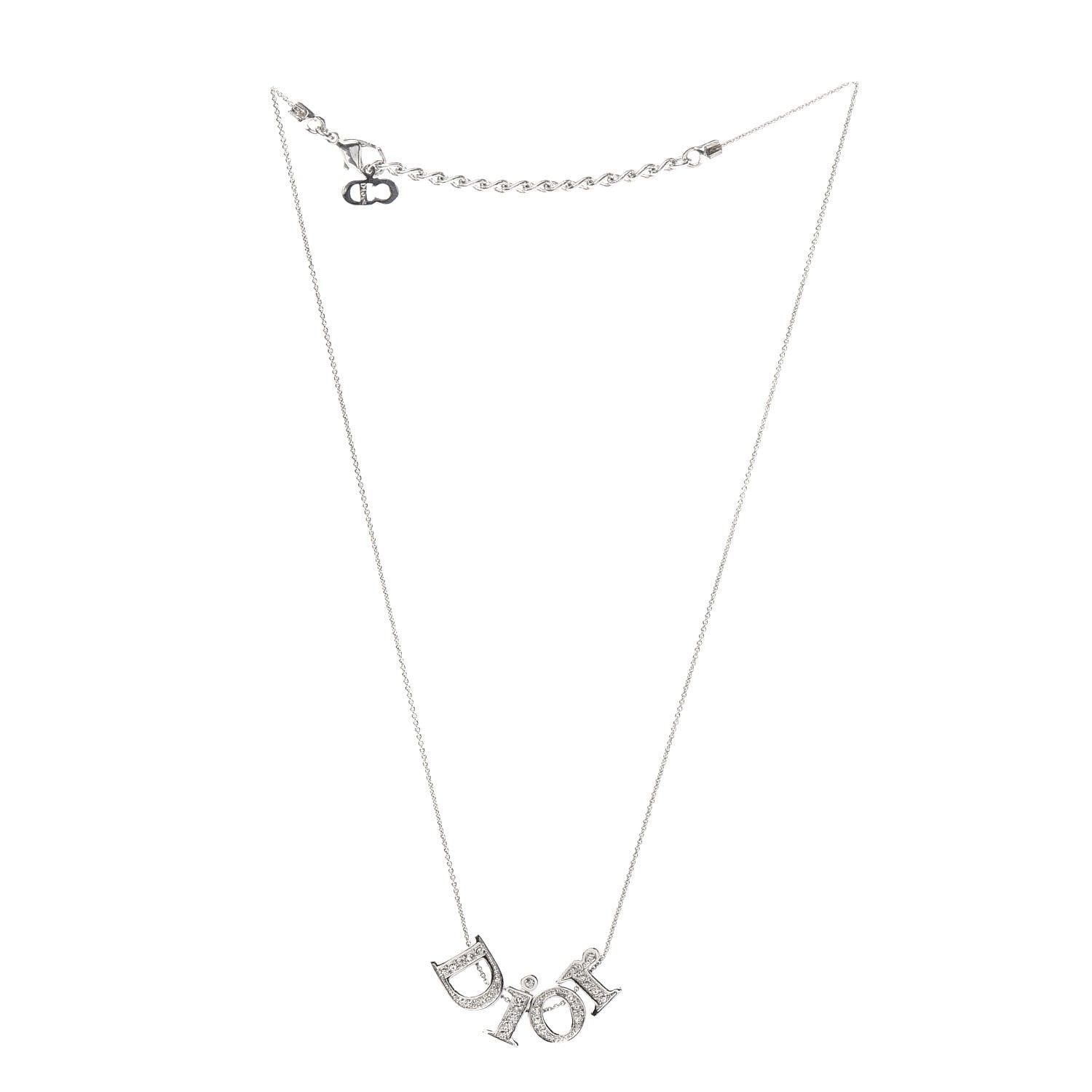 Christian Dior Metal Logo Necklace Silver 3 of 5