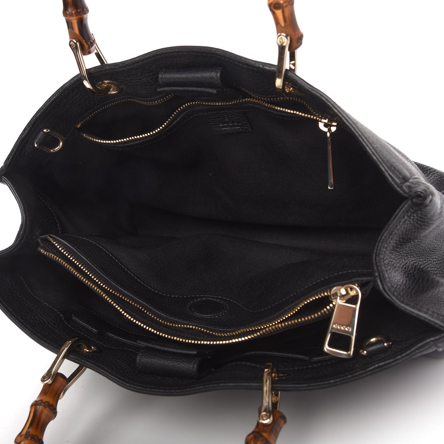 Pebbled Calfskin Medium Bamboo Shopper Tote Black