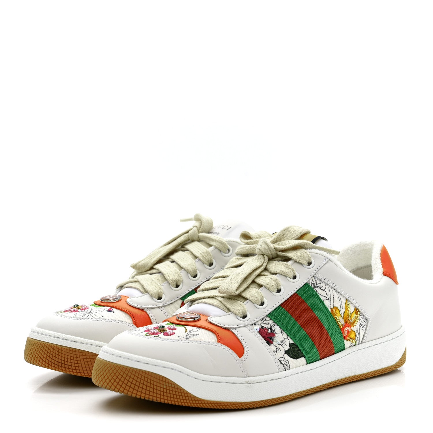 Gucci Sepang Flora Faded Canvas Web Womens Screener Sneakers 38.5 White 4 of 10