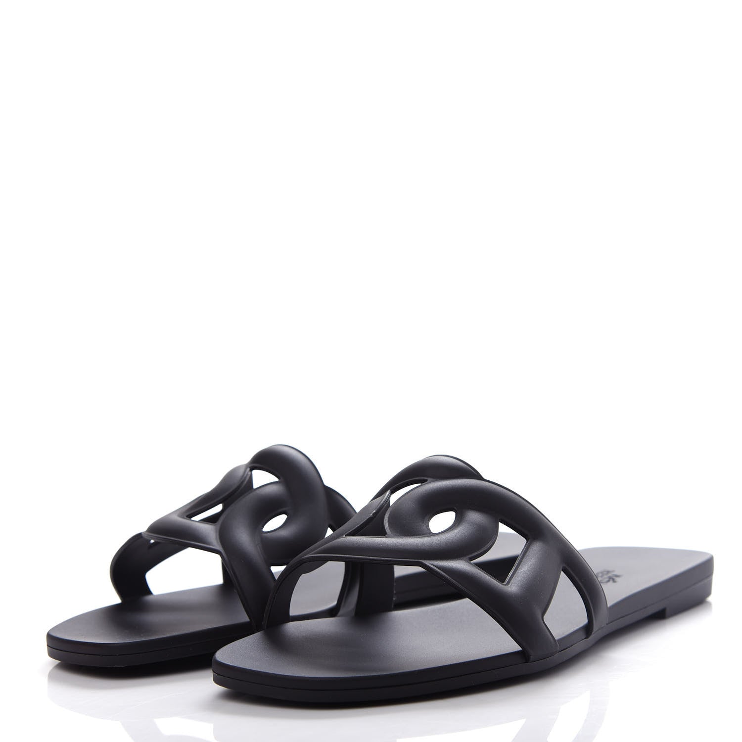Hermes Rubber Aloha Sandals 37 Black 3 of 11