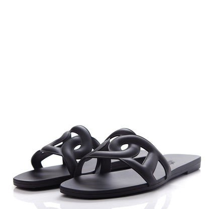 Hermes Rubber Aloha Sandals 37 Black 3 of 11