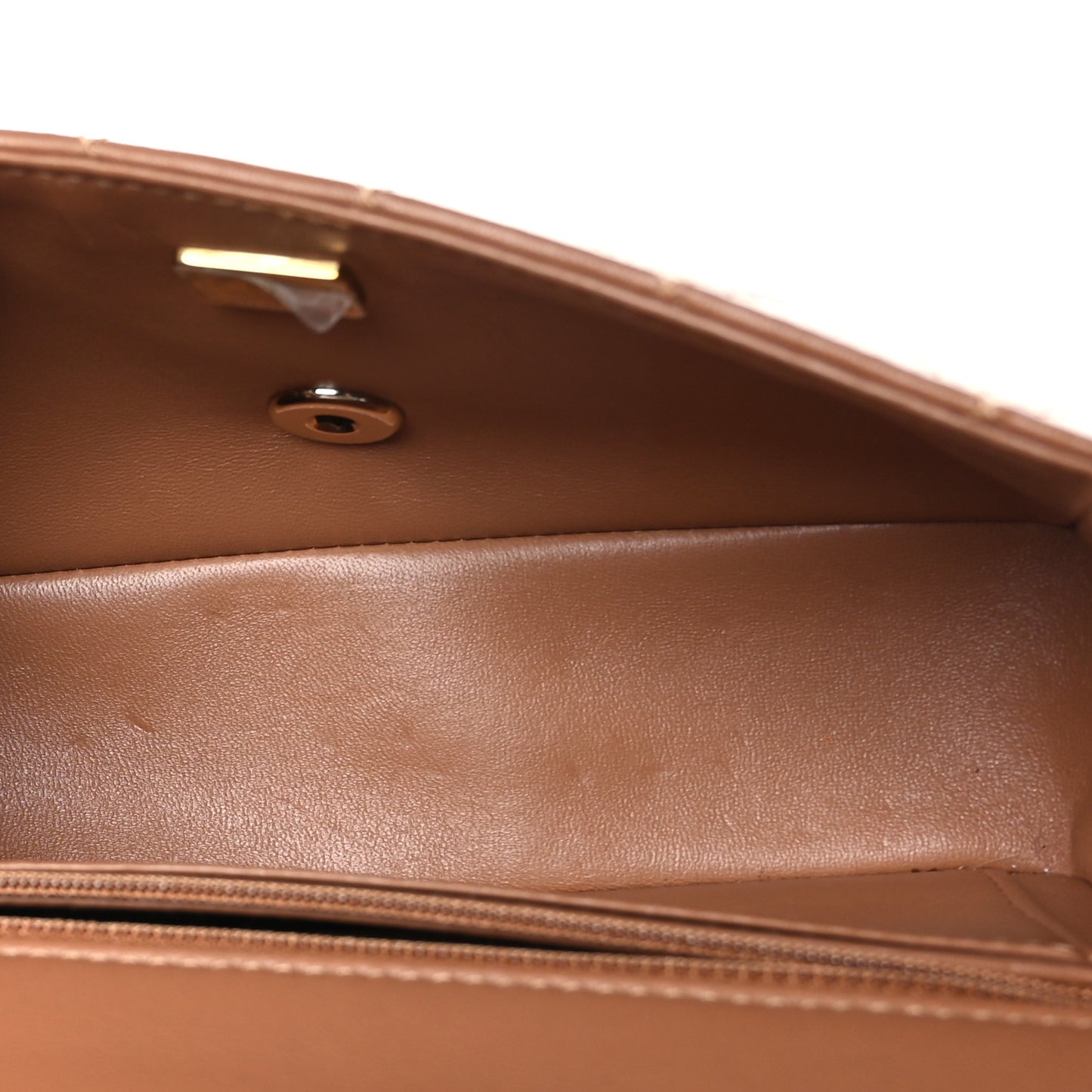 Lambskin Quilted Mini Rectangular Flap Brown