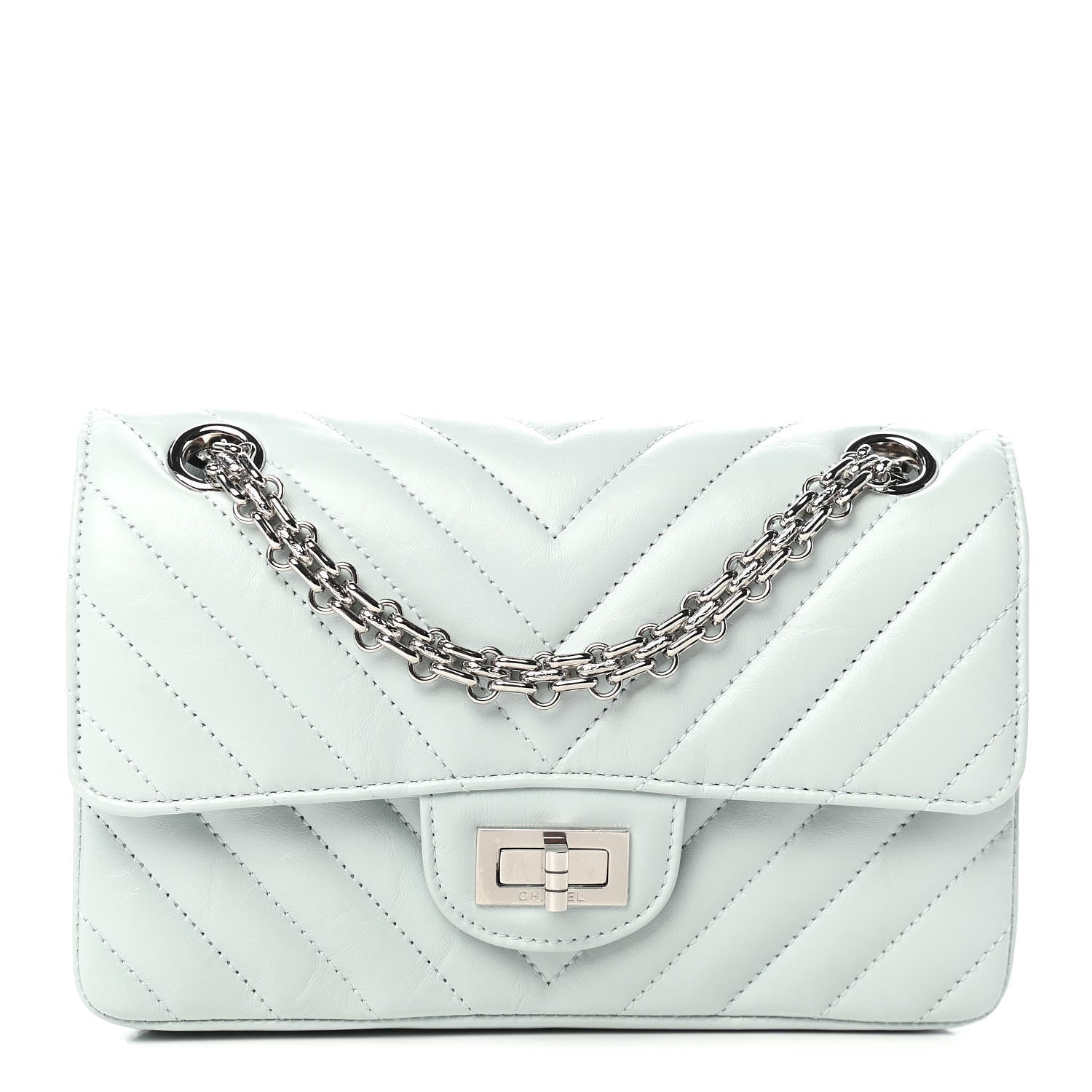 Chanel Aged Calfskin Chevron Quilted 2.55 Reissue Mini Flap Light Blue 1 of 9