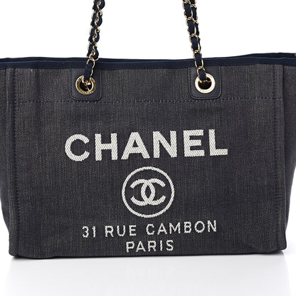 Chanel Denim Small Deauville Tote Dark Blue 9 of 9