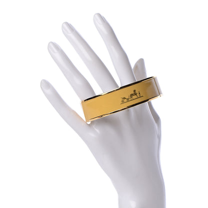 Hermes Enamel Printed Wide Caleche Bracelet 70 Jaune De Mars 2 of 6