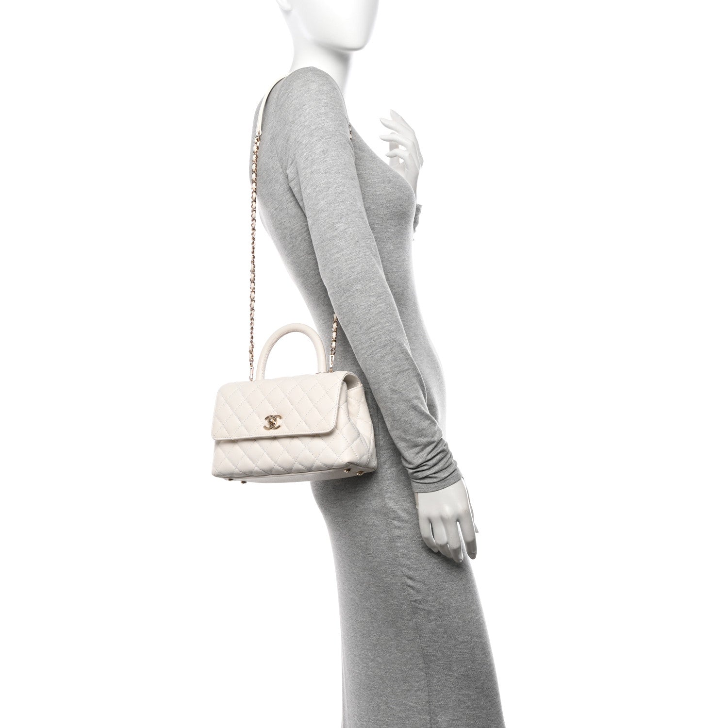 Chanel Caviar Quilted Mini Coco Handle Flap White 2 of 10