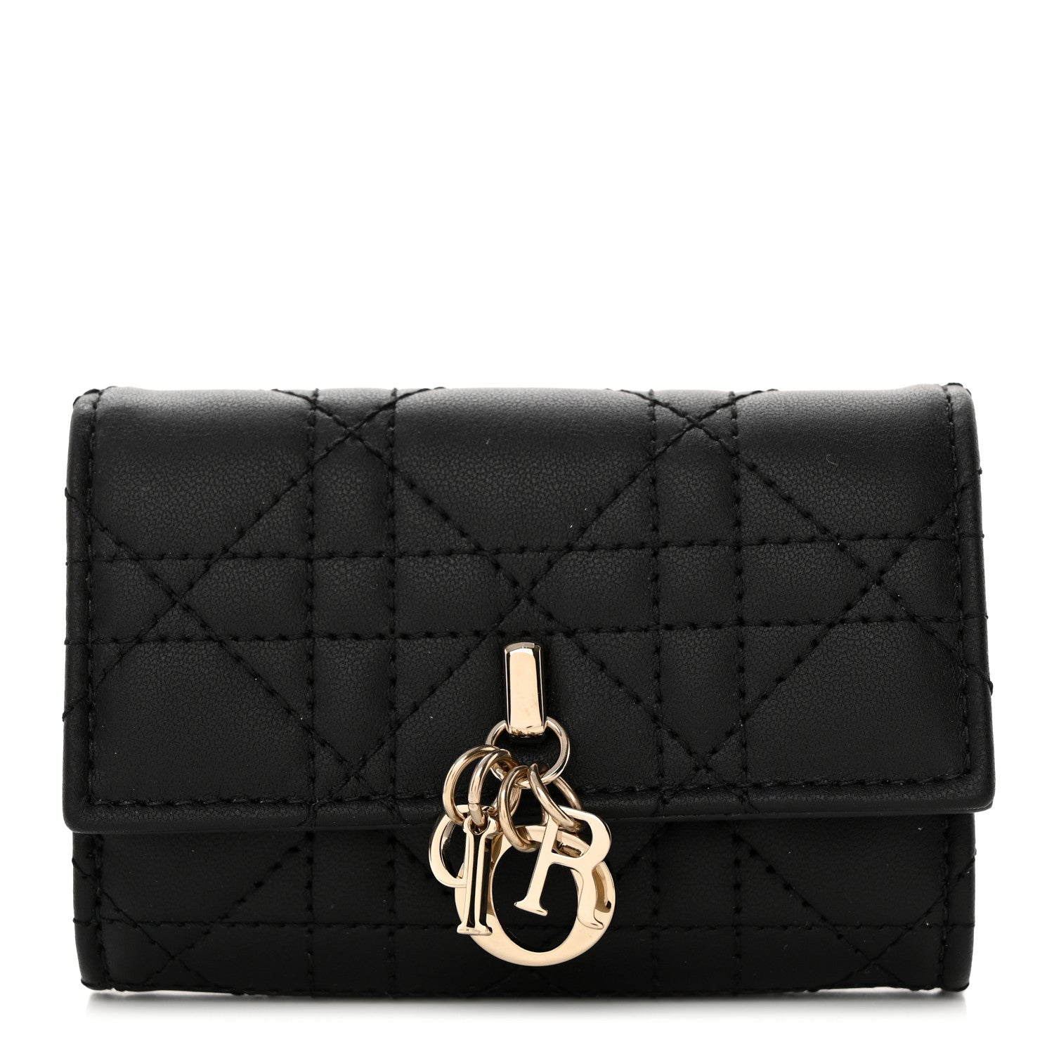 Christian Dior Lambskin Cannage My Dior Glycine Wallet Black 1 of 9
