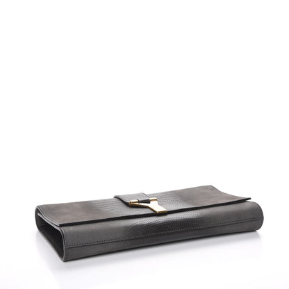 Saint Laurent Lizard Calfskin Embossed Classic Y Ligne Clutch Grey 4 of 7