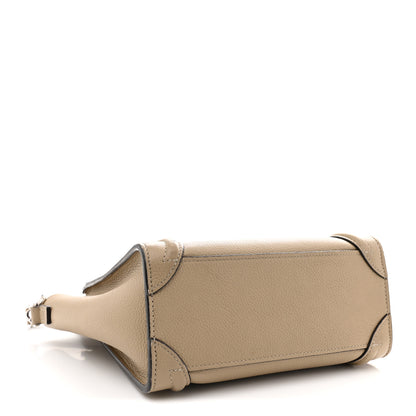 Celine Drummed Calfskin Nano Luggage Dune 4 of 11