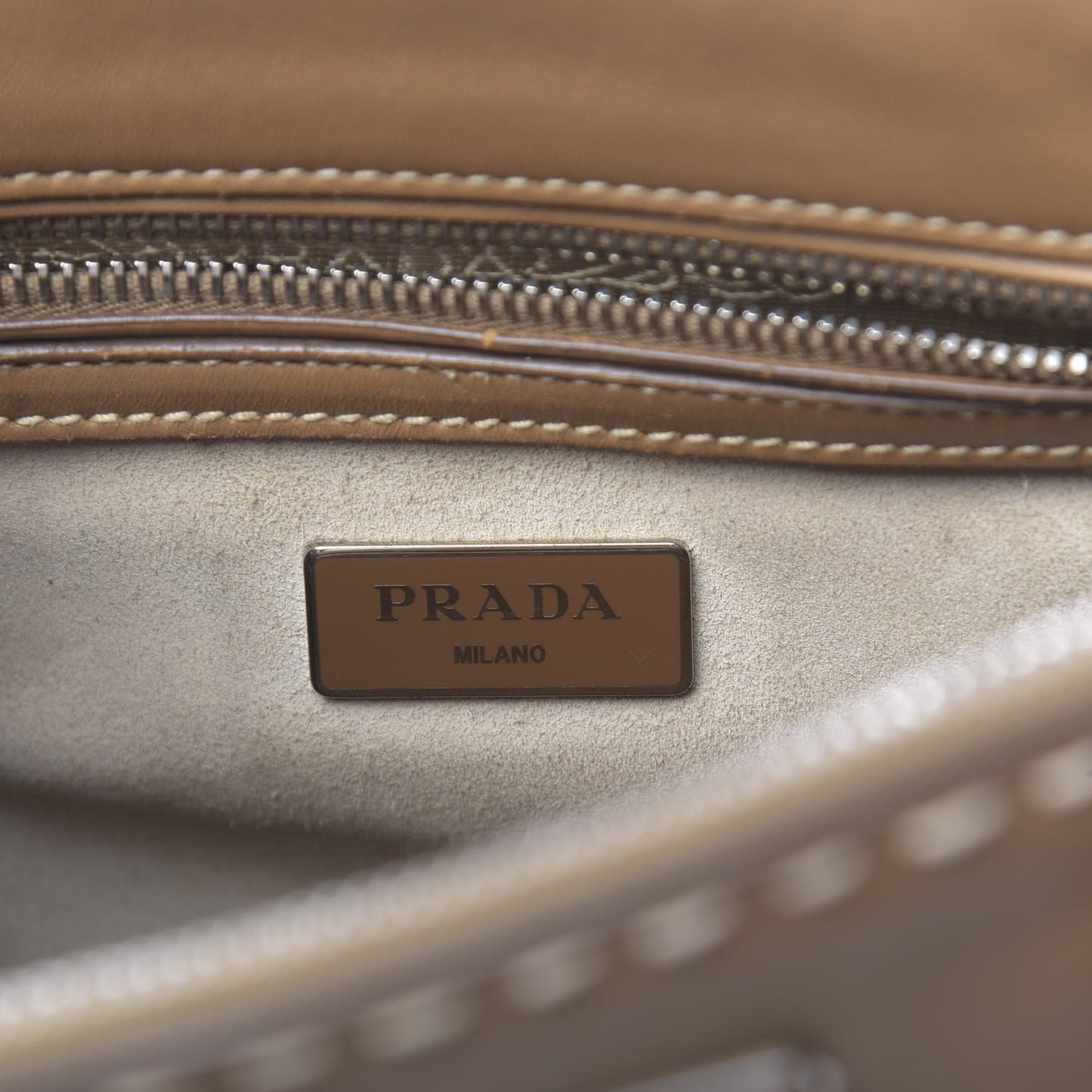 City Calf Mini Hand Stitched Galleria Double Zip Tote Caramel