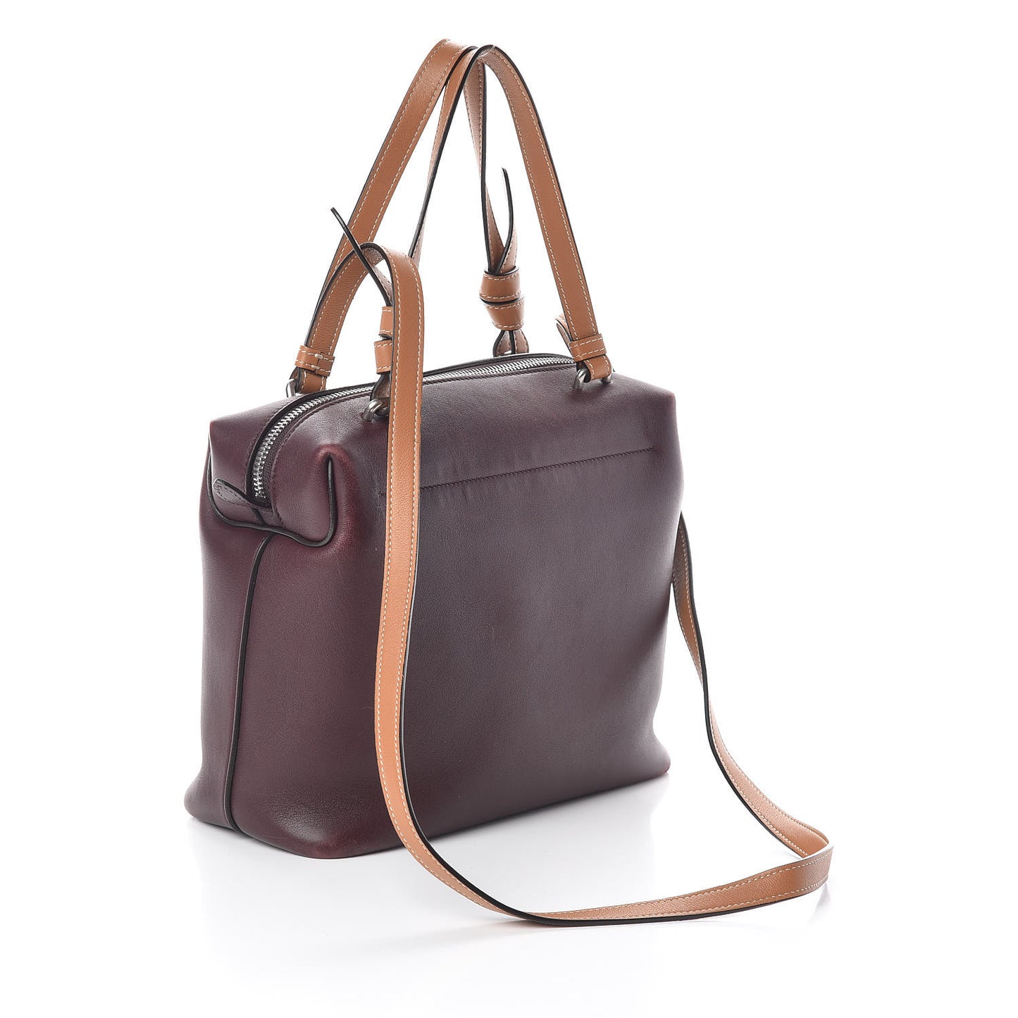 Lambskin Small Soft Cube Satchel Burgundy