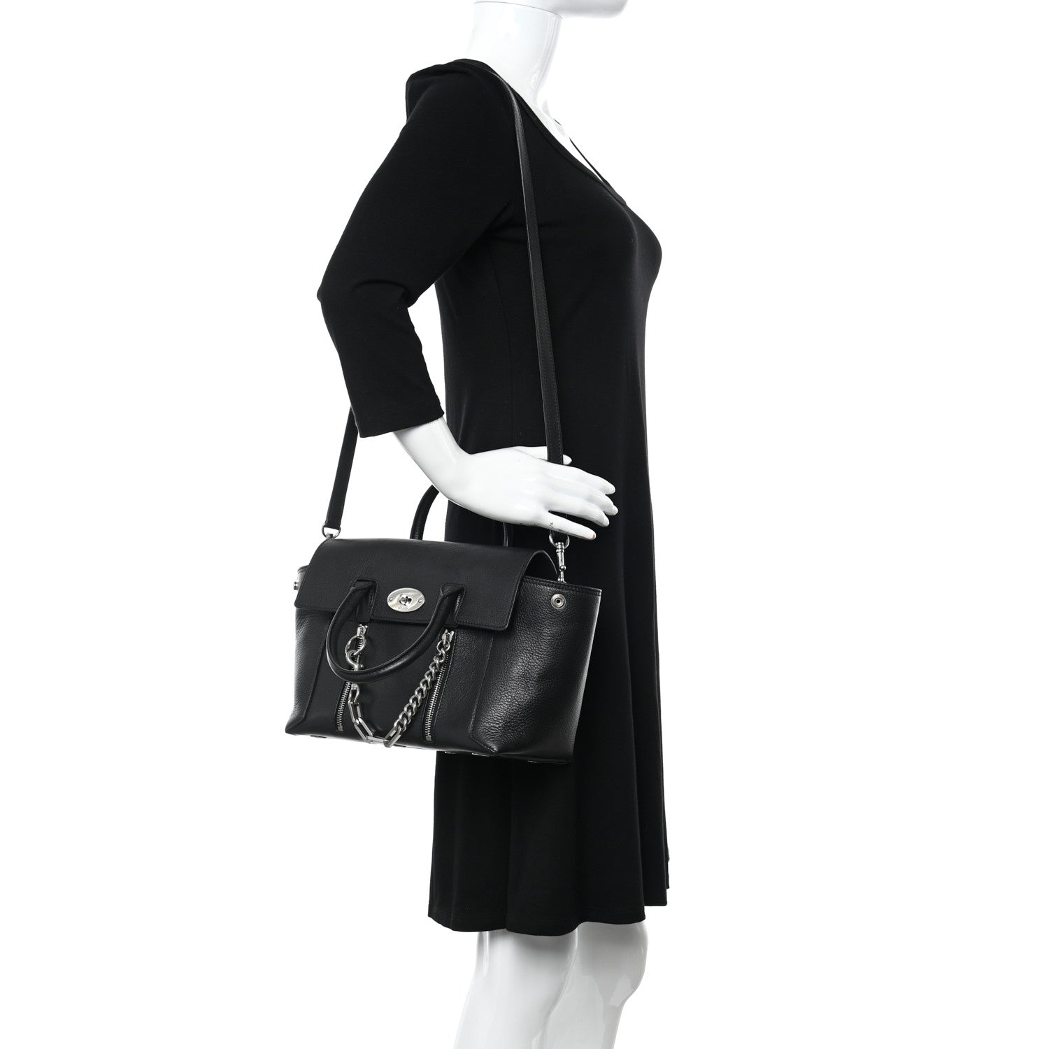 Mulberry Calfskin Zip Chain Bayswater Black 2 of 11