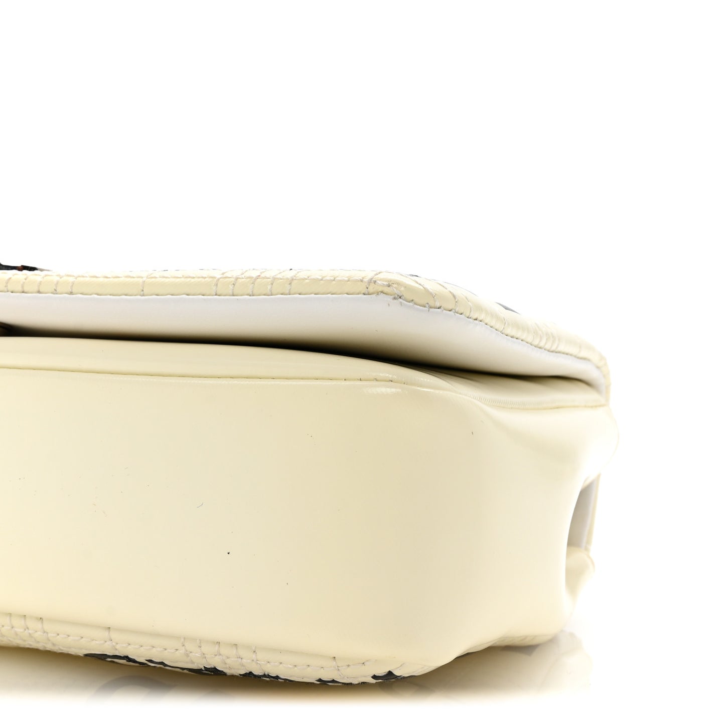 Patent Quilted Horseferry Print Small Lola Bag White