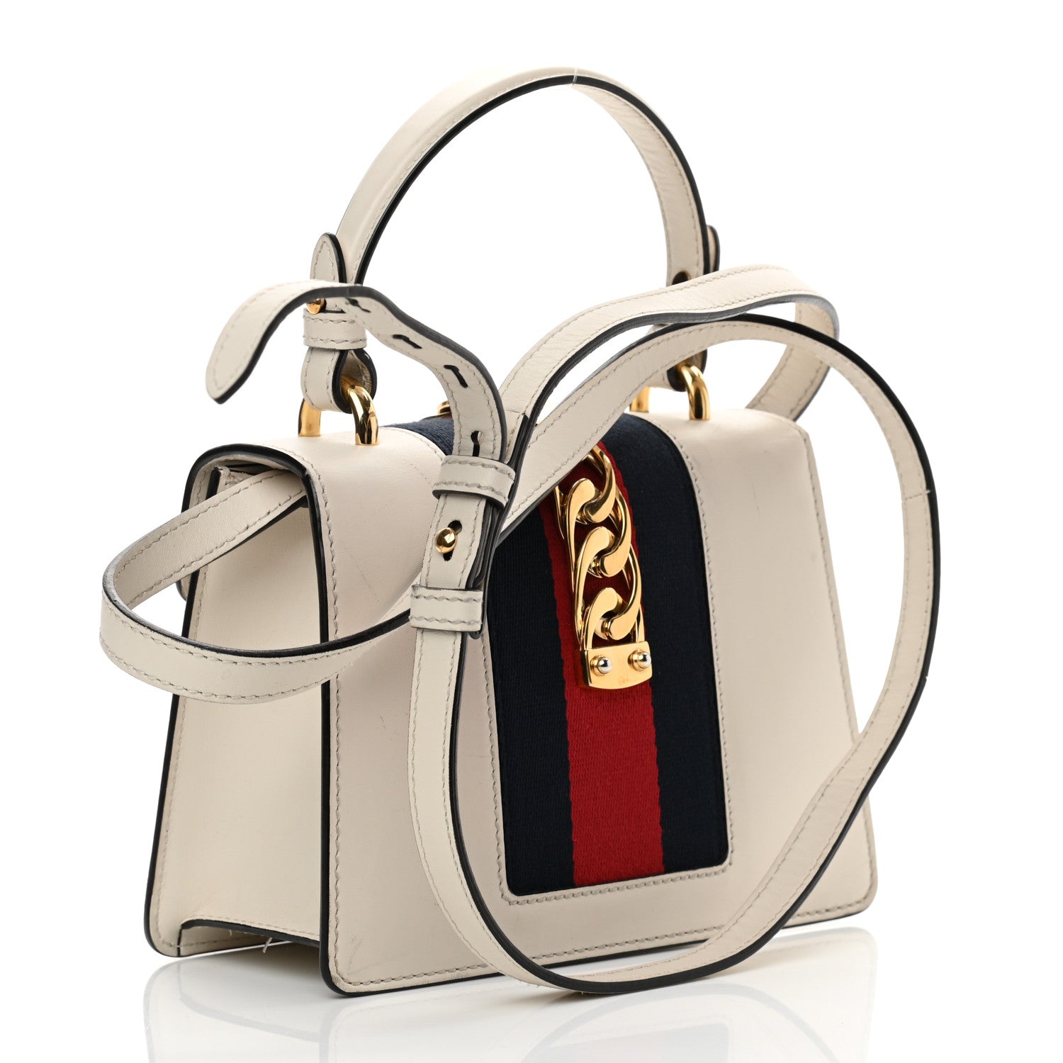 Gucci Calfskin Mini Sylvie Top Handle Bag White 3 of 21
