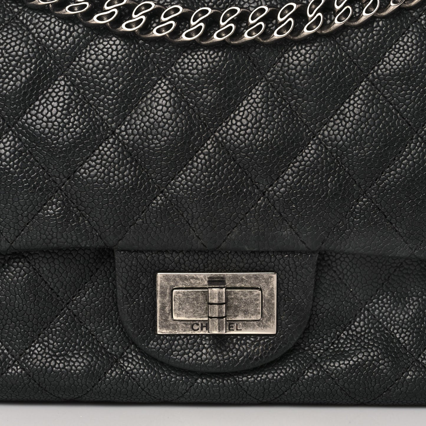 Washed Caviar Quilted 2.55 Reissue 225 Bijoux Chain Flap Black
