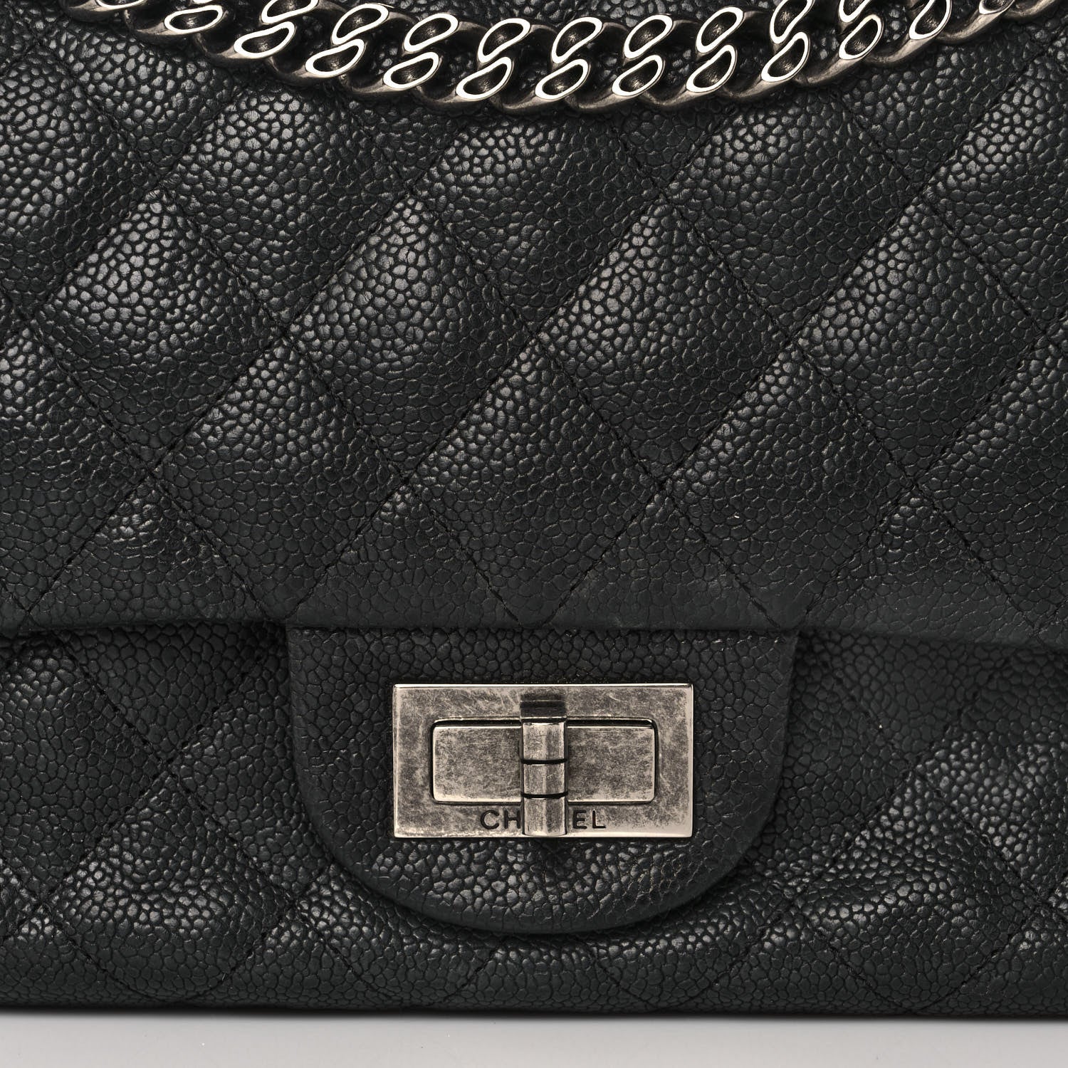 Chanel Washed Caviar Quilted 2.55 Reissue 225 Bijoux Chain Flap Black 8 of 15