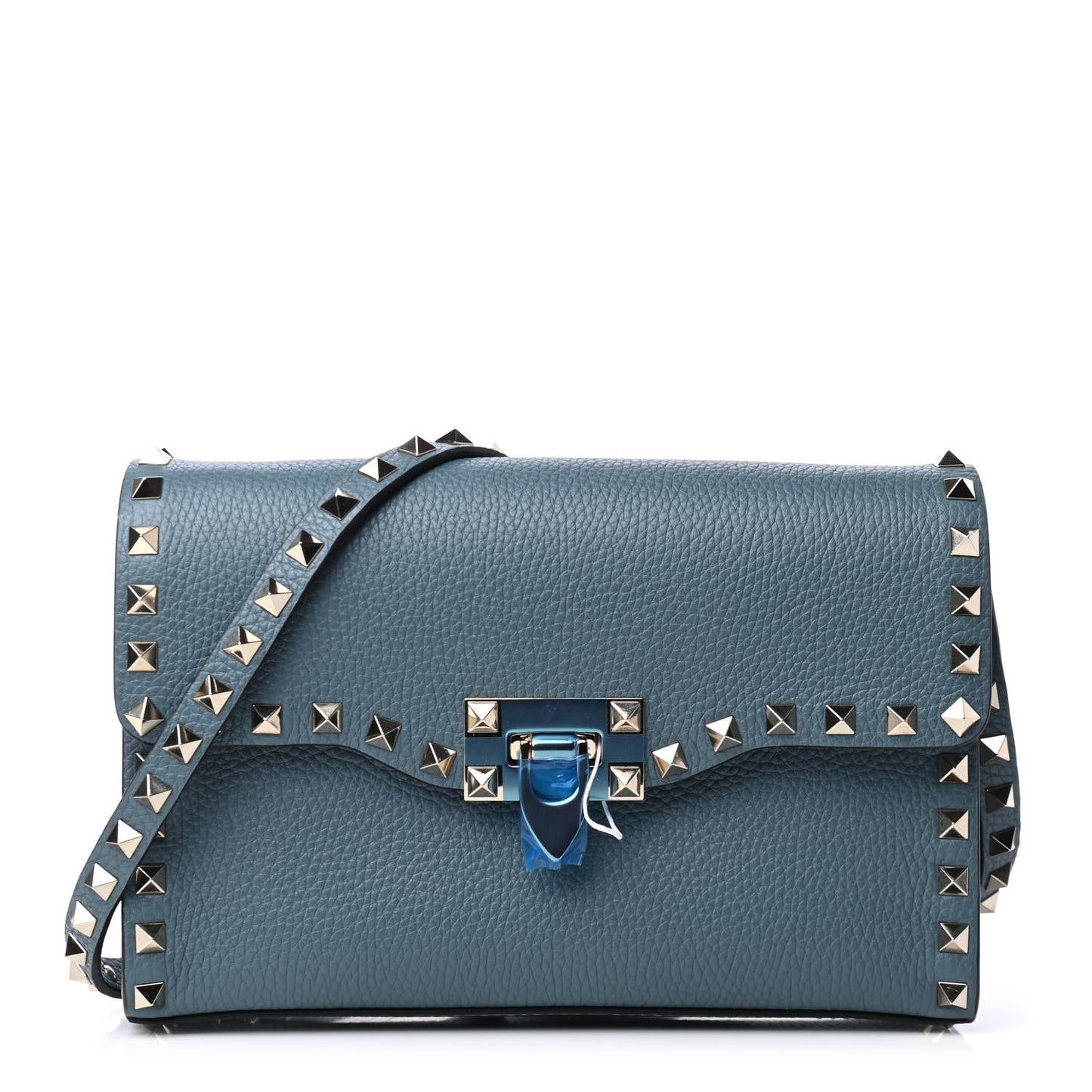 Pebbled Calfskin Medium Rockstud Flip Lock Crossbody Bag Amadeus