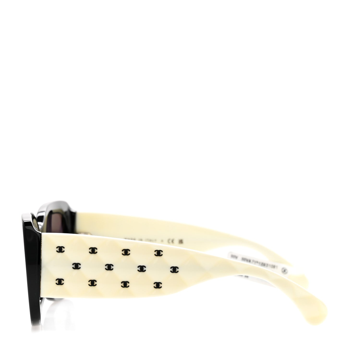 Acetate Quilted CC Rectangle Sunglasses 5483-A White Black
