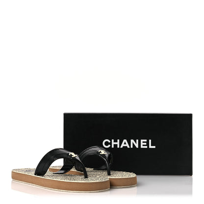Chanel Entre Doigts Thong Sandals 39 Black White 11 of 11