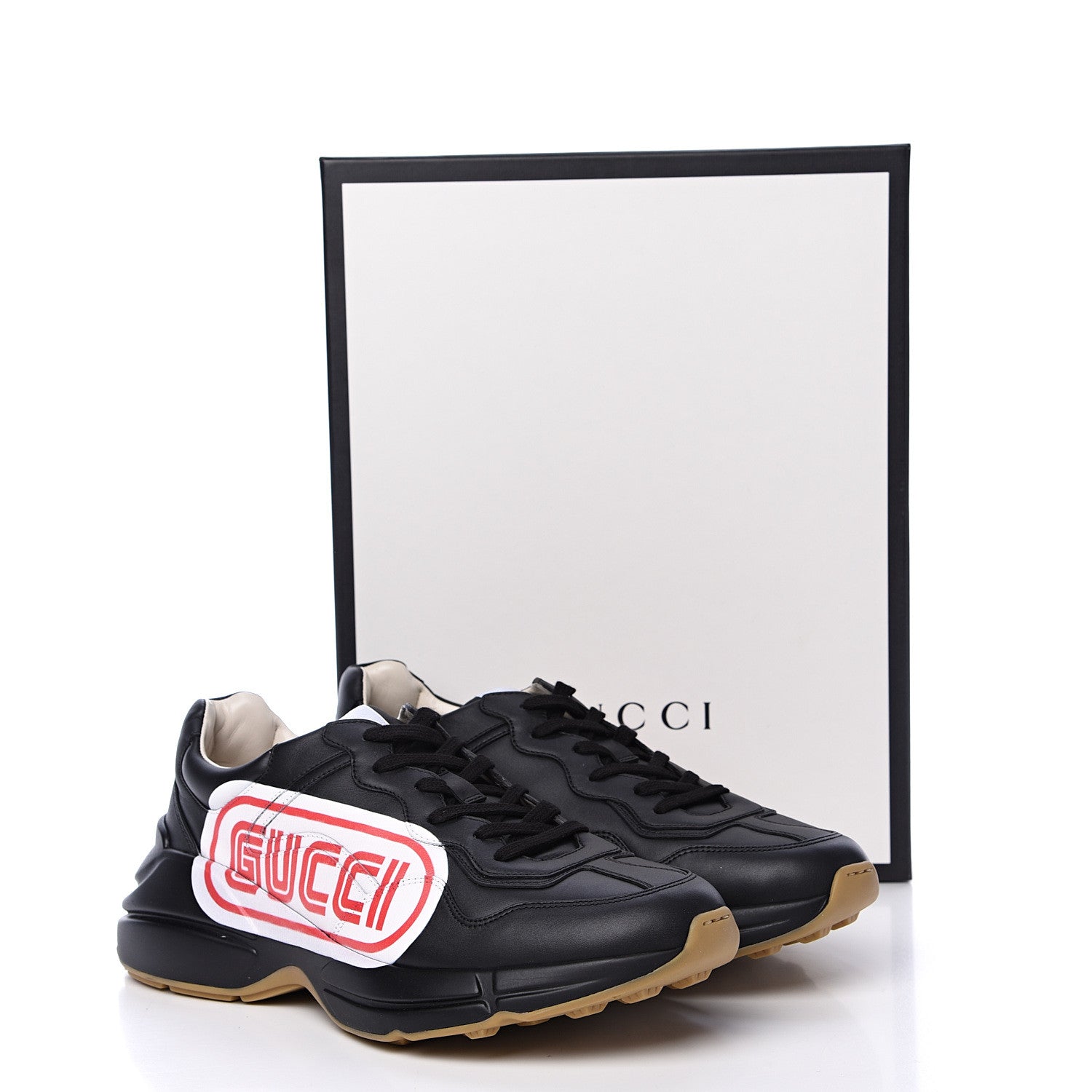 Gucci X SEGA Calfskin Logo Mens Rhyton Sneakers 9 Black 8 of 8