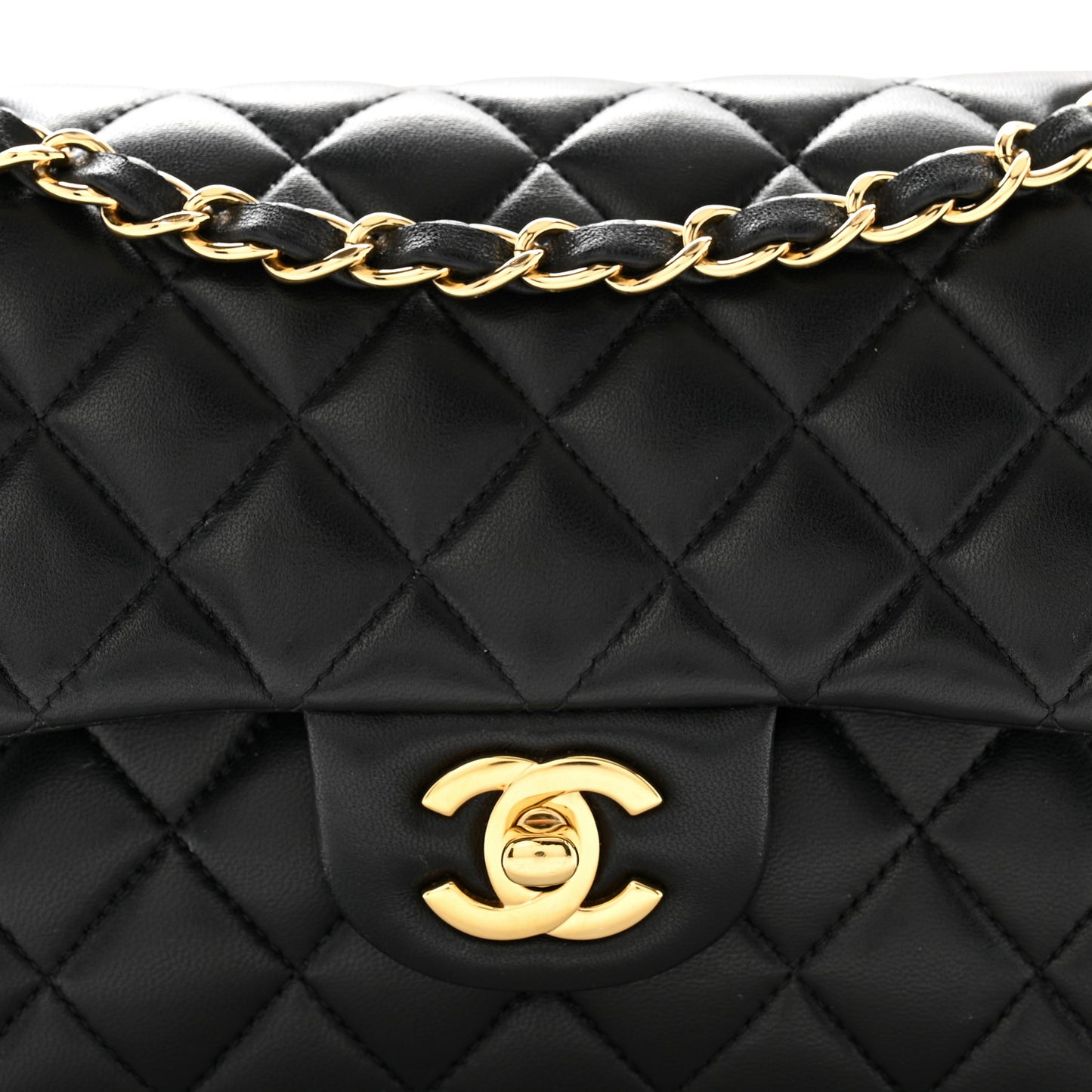 Lambskin Quilted Small Double Flap Black