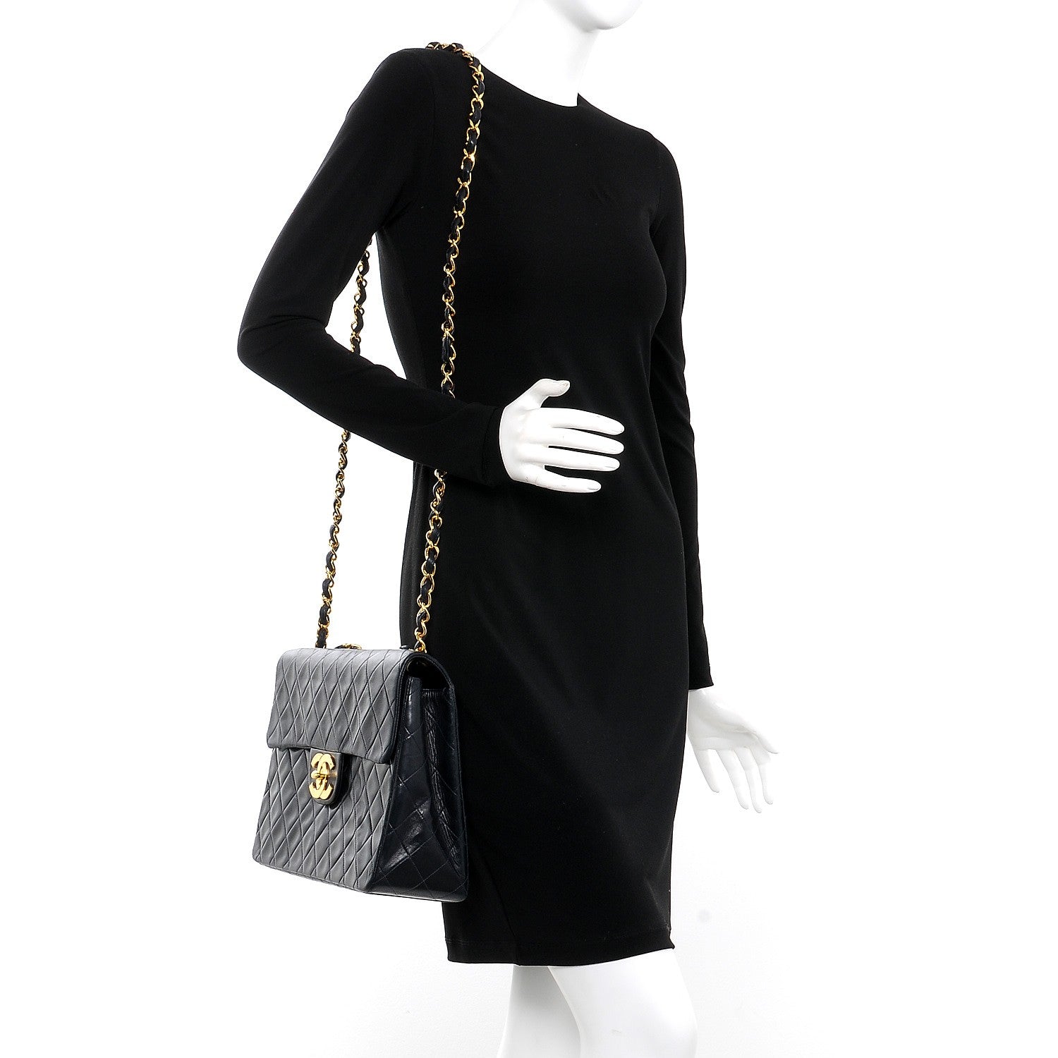 Chanel Lambskin Quilted XL Jumbo Single Flap Navy 2 of 9