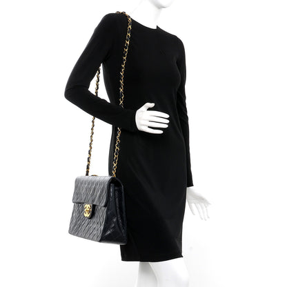 Chanel Lambskin Quilted XL Jumbo Single Flap Navy 2 of 9