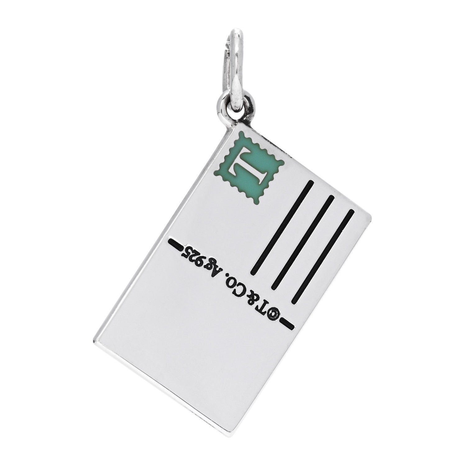 Tiffany Sterling Silver Enamel Milan Postcard Charm Blue 3 of 5