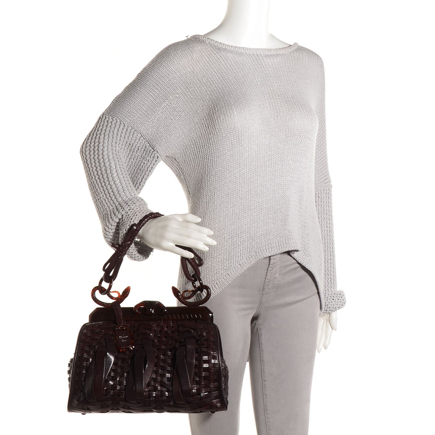 Leather Samourai 1947 Intrecciato Frame Bag Brown