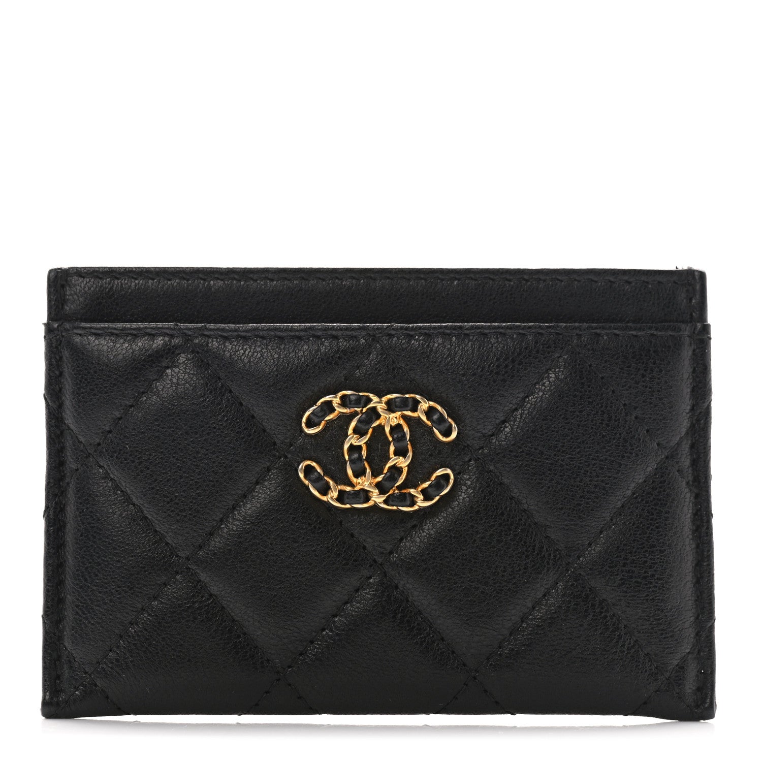Chanel Lambskin Quilted Chanel 19 Card Holder Black 1 of 9
