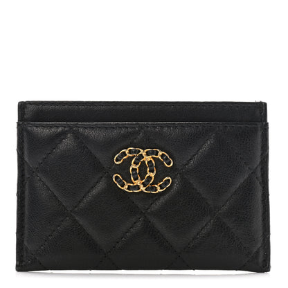 Chanel Lambskin Quilted Chanel 19 Card Holder Black 1 of 9