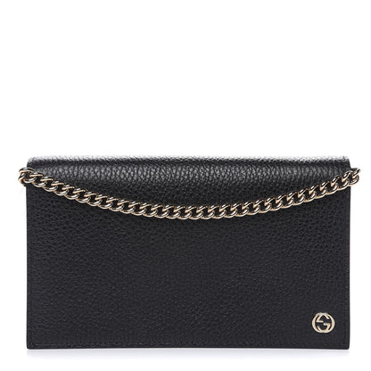 Gucci Dollar Calfskin Medium Betty Chain Wallet Black 1 of 7