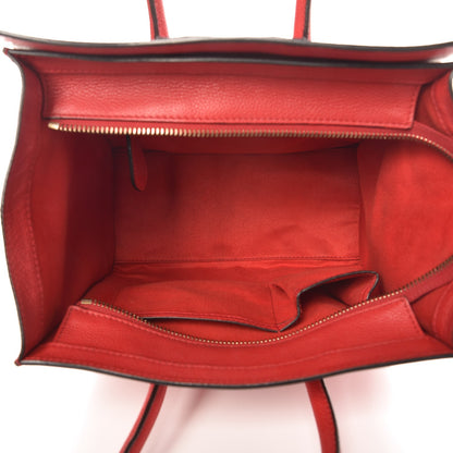 Celine Drummed Calfskin Micro Luggage Coquelicot 5 of 8