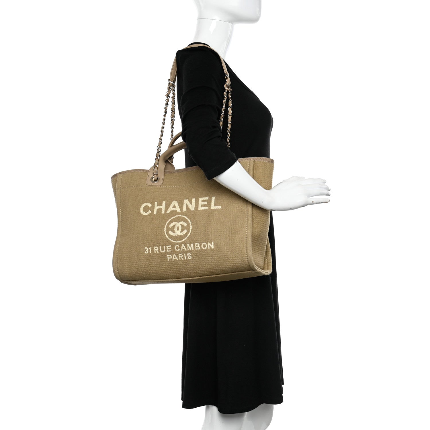 Chanel Mixed Fibers Small Deauville Tote Beige 2 of 10