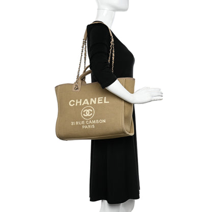 Chanel Mixed Fibers Small Deauville Tote Beige 2 of 10