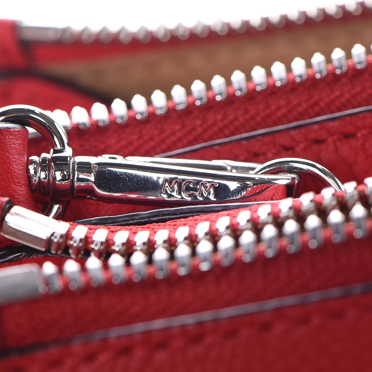 MCM Grained Calfskin Milla Double Crossbody Bag Ruby Red 12 of 17