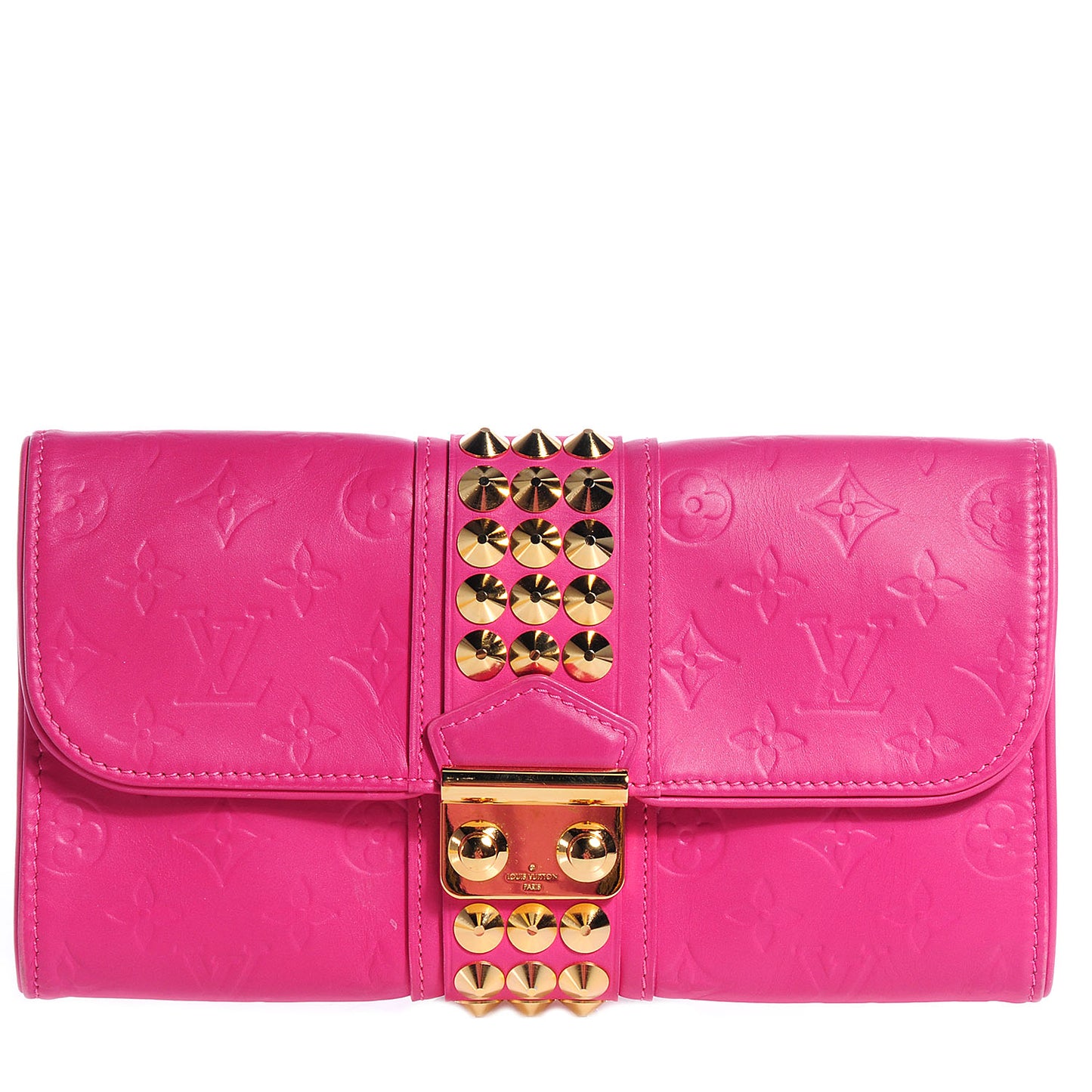 Calfskin Embossed Courtney Pochette Clutch Fuchsia