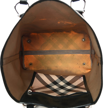 Burberry Nova Check Patent Trim Shopper Tote Black 6 of 15