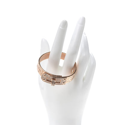 Hermes 18K Rose Gold Diamond MM Kelly Milanese Bracelet SH 2 of 5