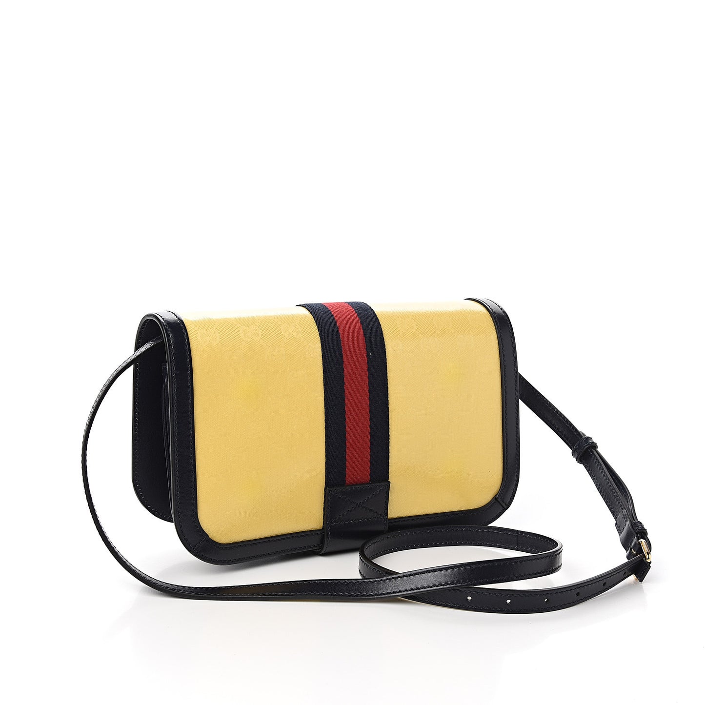 Crystal Monogram Plutone Calfskin Web Ophidia Flap Messenger Bag Straw Yellow Blue