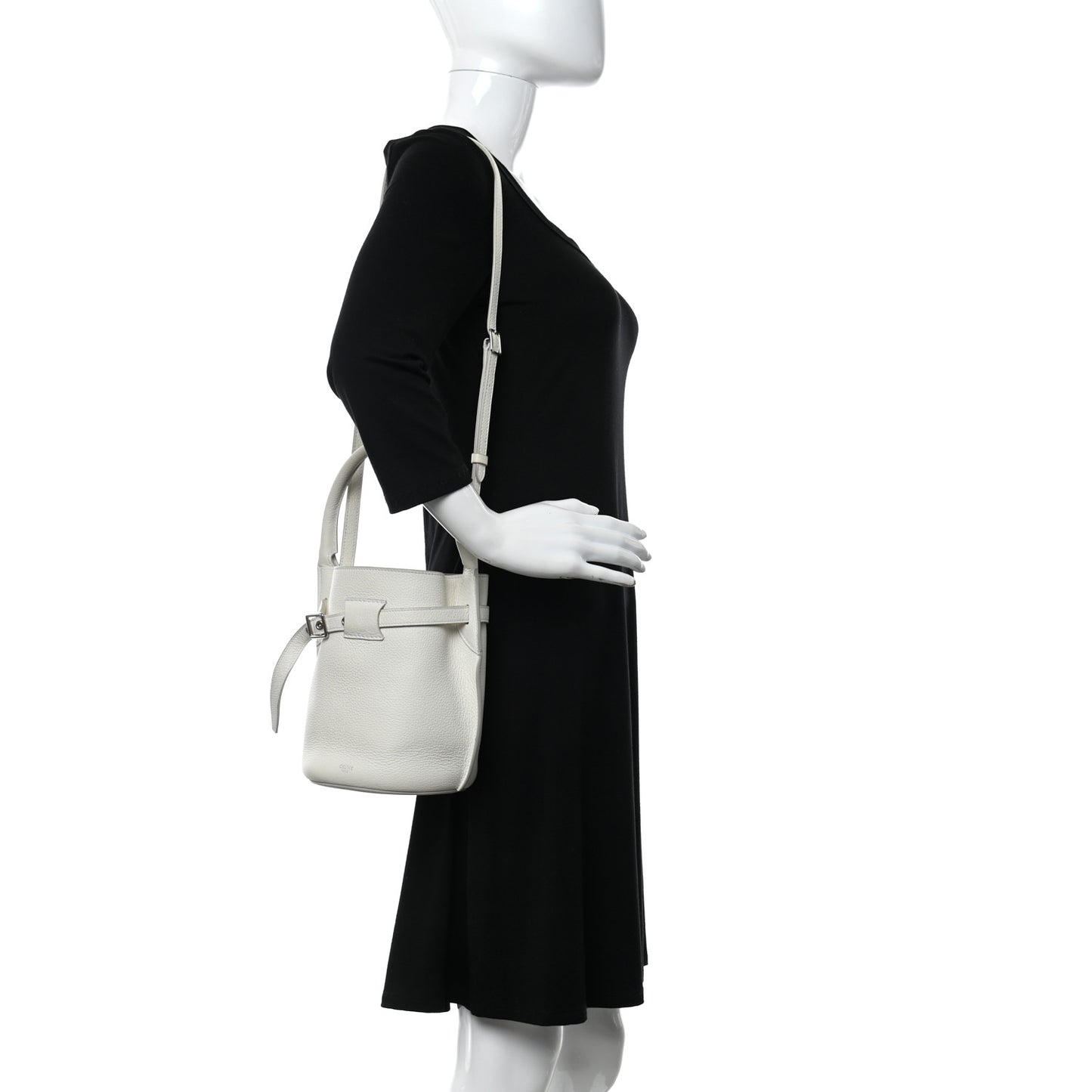 Supple Grained Calfskin Nano Big Bag Bucket White