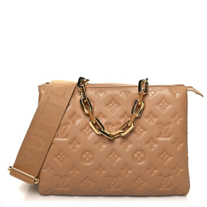 Louis Vuitton Lambskin Embossed Monogram Coussin PM Camel 1 of 11