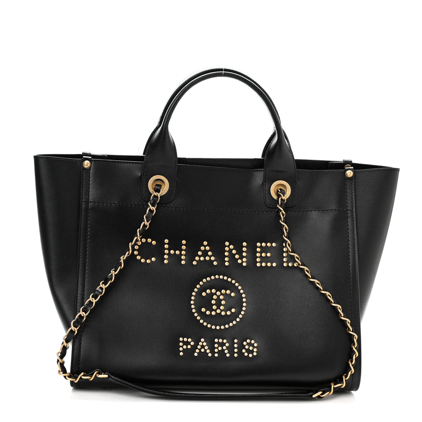 Caviar Small Studded Deauville Tote Black