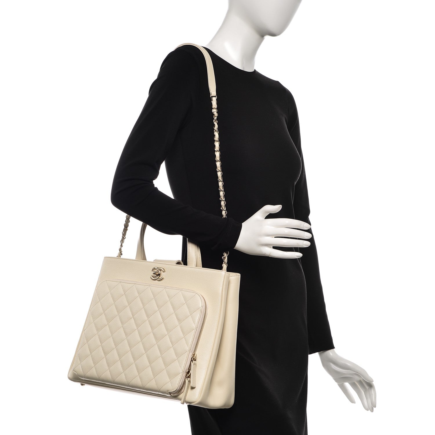 Chanel Caviar Quilted Large Business Affinity Shopping Bag White 2 of 10